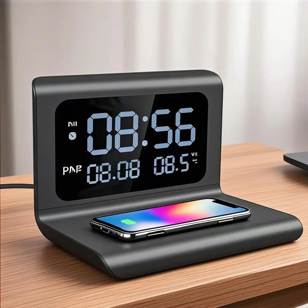 Bedside Wireless Charging Stand with Alarm Clock