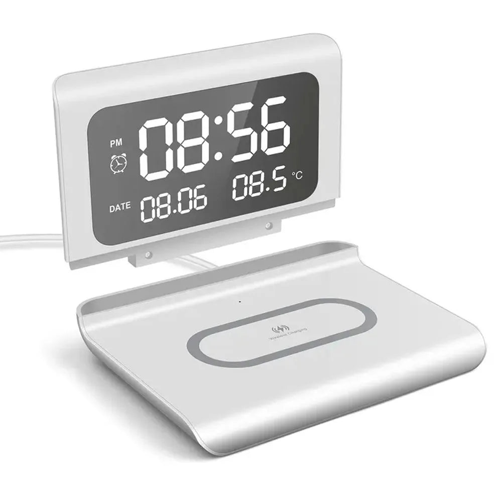 Bedside Wireless Charging Stand with Alarm Clock